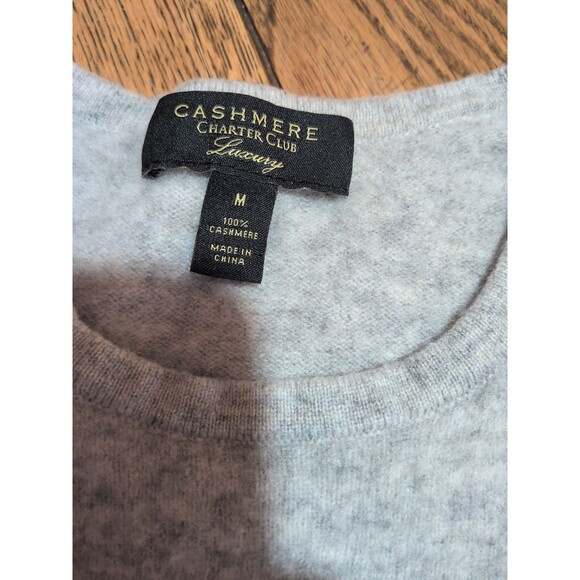 CHARTER CLUB 100% CASHMERE LUXURY CREW NECK SWEATER  MED FOG GRAY - Picture 8 of 9